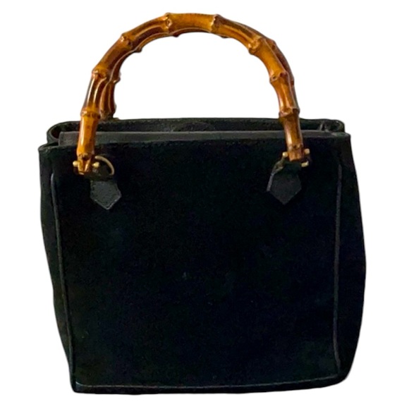 Gucci Diana Black Suede Leather Handbag Tote with Bamboo handles - Picture 5 of 17